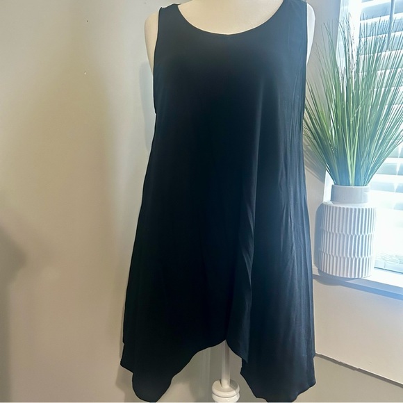 Eileen Fisher Black Sleeveless Tunic Dress – Size Large – Asymmetrical Hemline - Picture 1 of 6